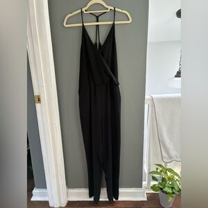 Zara Black Surplice V-Neck Jumpsuit with Thin Straps